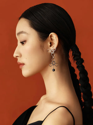 WANYEE CRAFT DOUBLE COIN KNOT PEARL DROP EARRINGS | TROVE & TONE