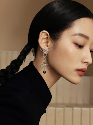 WANYEE CRAFT DOUBLE COIN KNOT PEARL DROP EARRINGS | TROVE & TONE