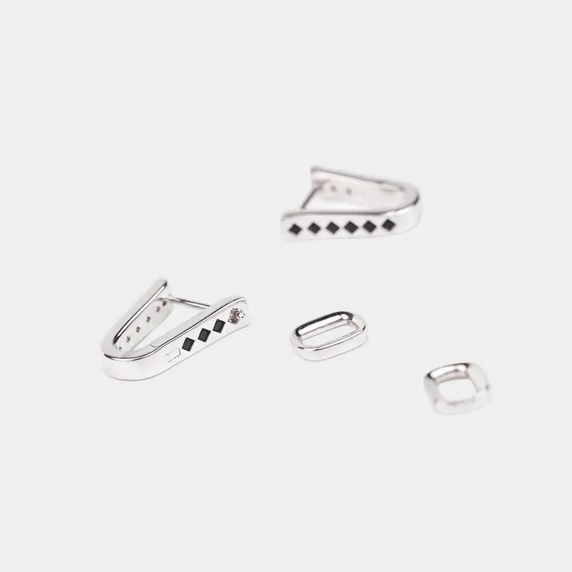 AESTH & UTIL TWO TONE REVERSIBLE SILVER HOOP EARRINGS | TROVE & TONE