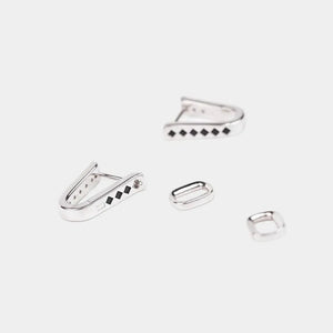 AESTH & UTIL TWO TONE REVERSIBLE SILVER HOOP EARRINGS | TROVE & TONE