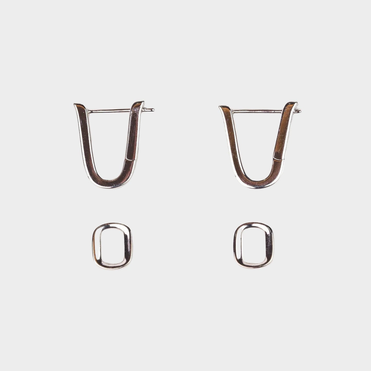AESTH & UTIL TWO TONE REVERSIBLE SILVER HOOP EARRINGS | TROVE & TONE