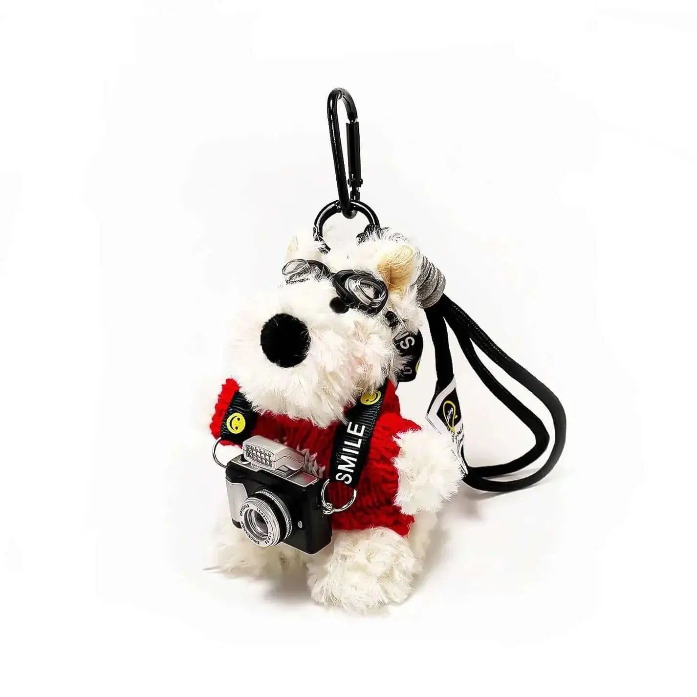 Westie Camera Plush Bag Charm keychain Red