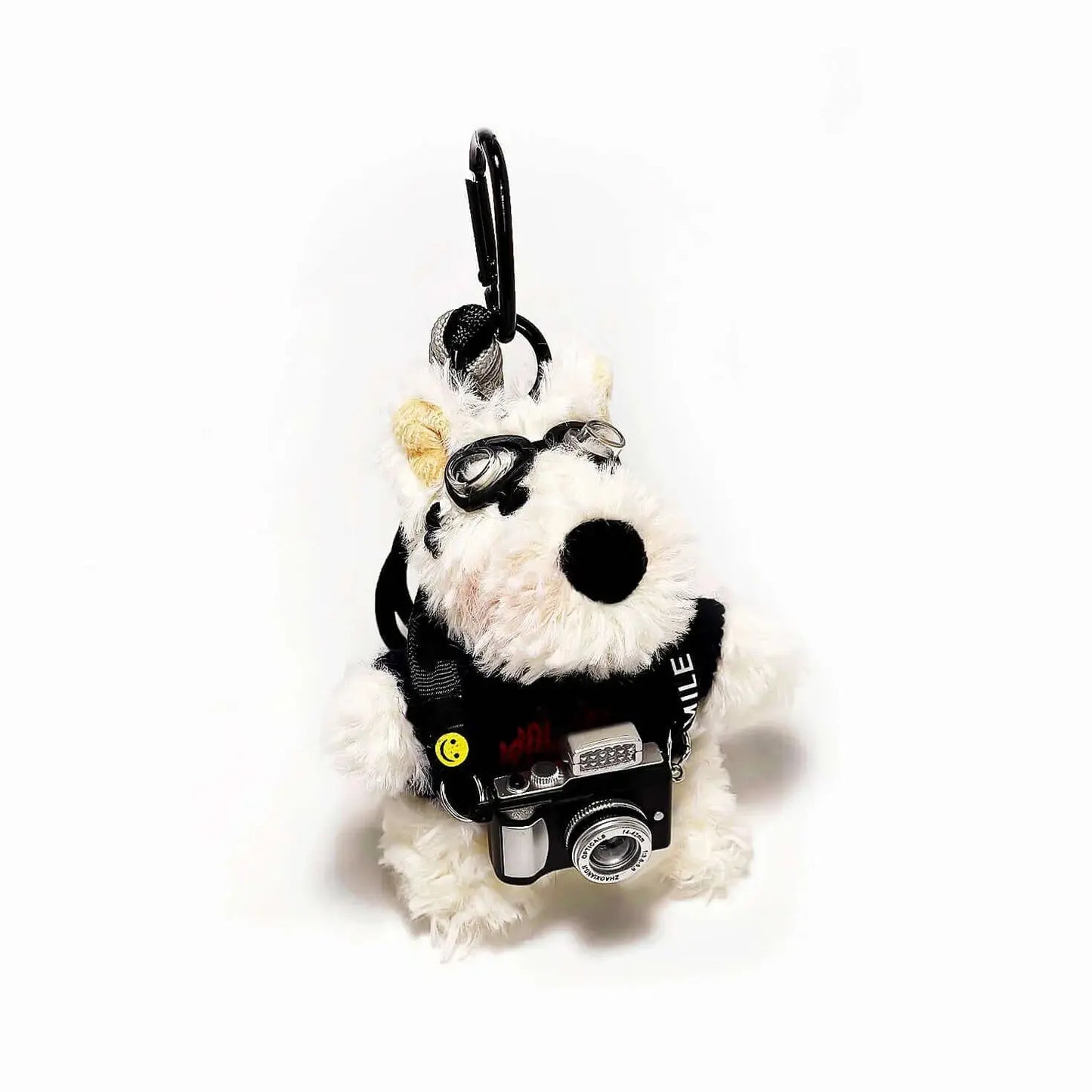 Westie Camera Plush Bag Charm keychain Black