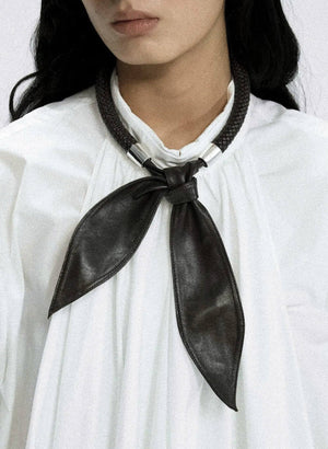 WOVEN LAMBSKIN SCARF NECKLACE