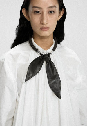 WOVEN LAMBSKIN SCARF NECKLACE