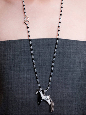 AESTH & UTIL ZEBRA STONE DIVINE HORSE LONG NECKLACE | TROVE & TONE