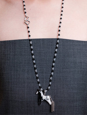 AESTH & UTIL ZEBRA STONE DIVINE HORSE LONG NECKLACE | TROVE & TONE