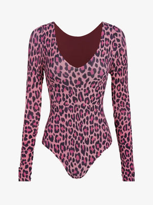 Wavvves LEOPARD PRINT V-NECK LONG SLEEVE SURF SWIMSUIT | TROVE & TONE