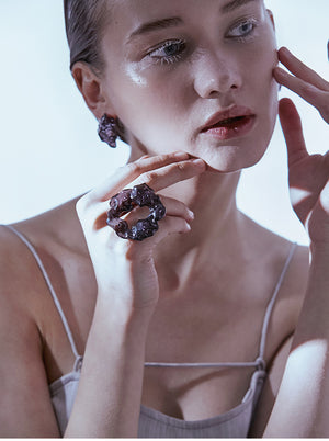 FOSSILIZED DIAMOND DISC RING