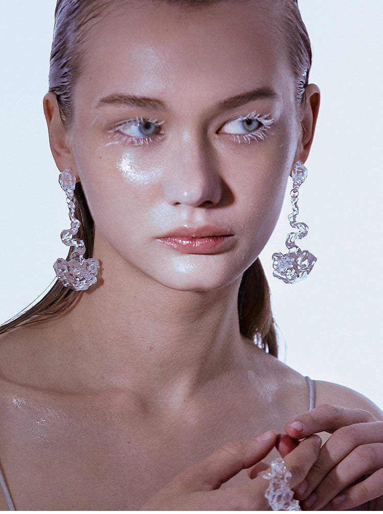 FOSSILIZED DIAMOND DROP EARRINGS