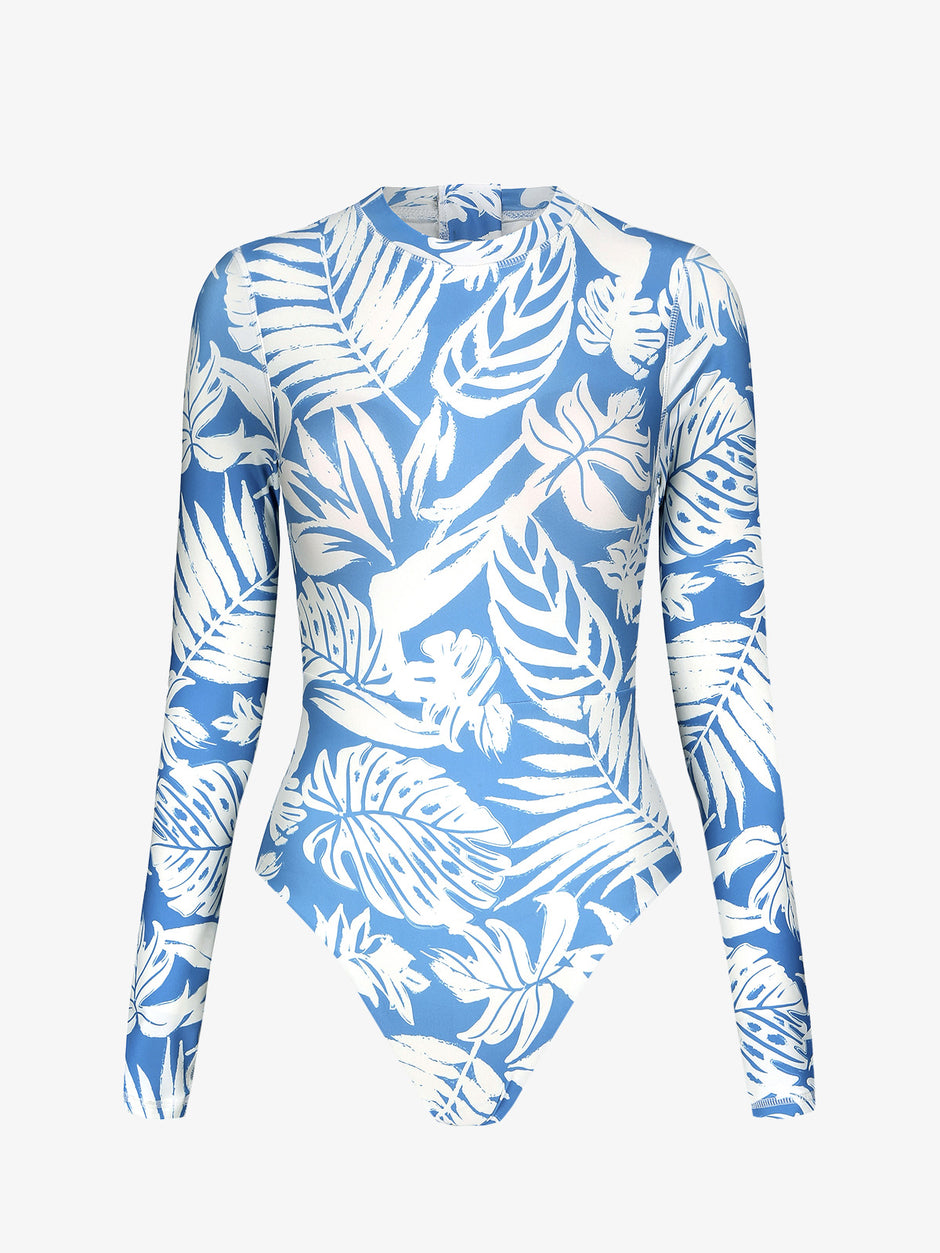 Wavvves FULL-BACK ZIP-UP LONG SLEEVE SURF SWIMSUIT  |  TROVE & TONE