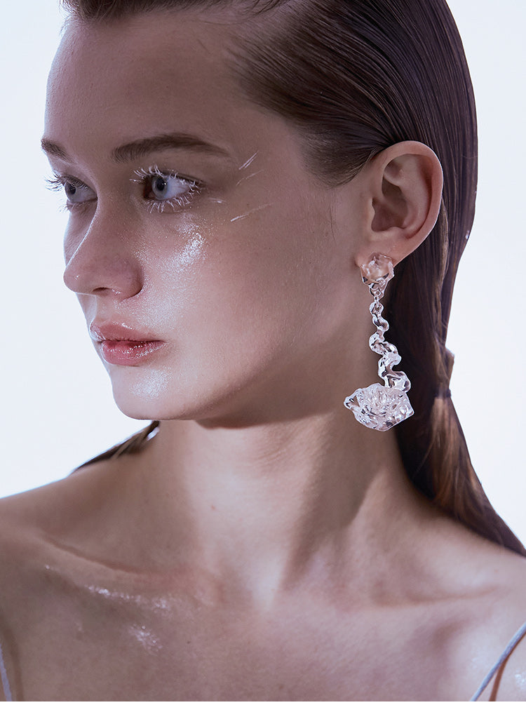 FOSSILIZED DIAMOND DROP EARRINGS