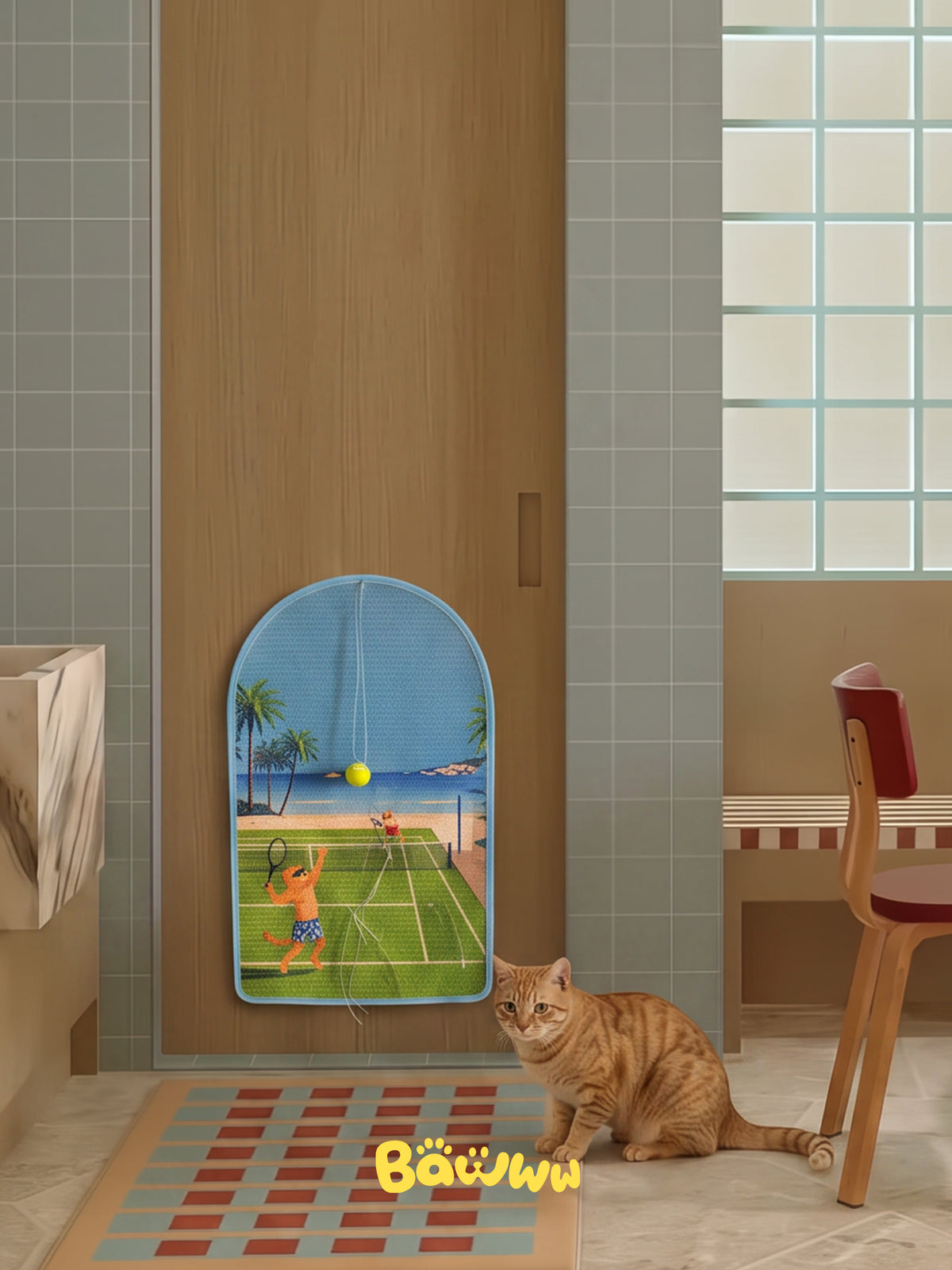TENNIS BALL ARCHED CAT SCRATCHING MAT