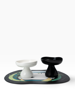 MONOCHROME CERAMIC ELEVATED PET BOWL