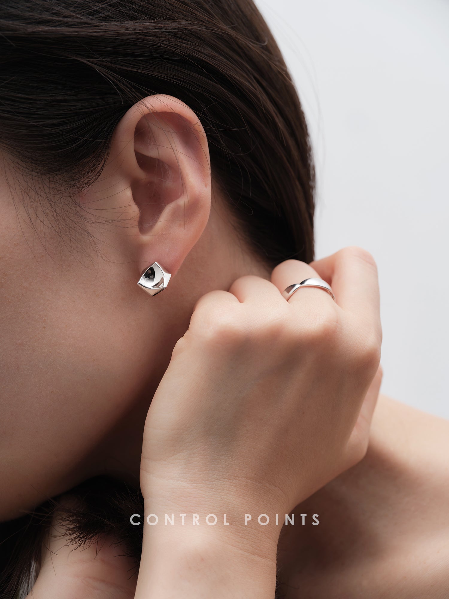 CONTROL POINTS CONCAVE CUBE STUD EARRINGS  |  TROVE & TONE