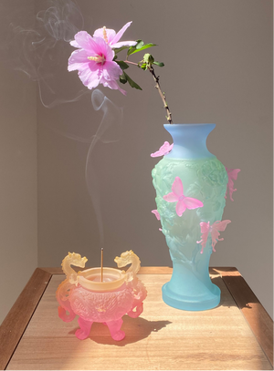 BLUE-GREEN GRADIENT PAPILLON VIF VASE
