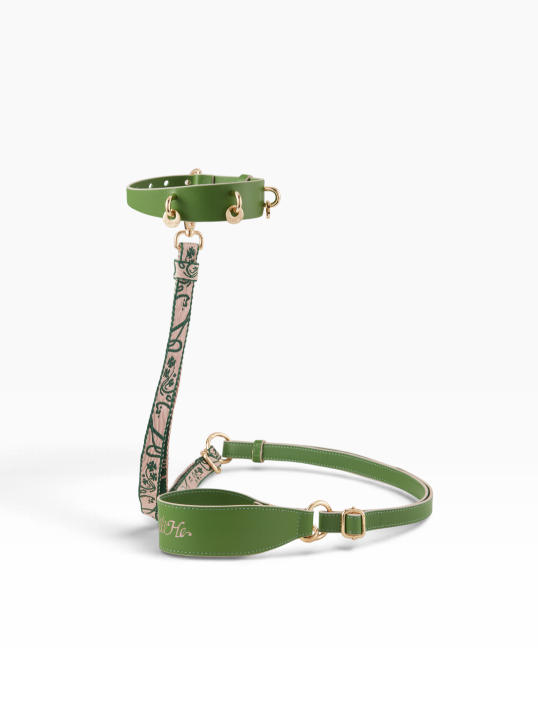 GREEN WONDERLAND LAMBSKIN PET COLLAR