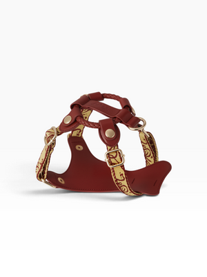 LUMIWISH RED BROWN LAMBSKIN PET HARNESS