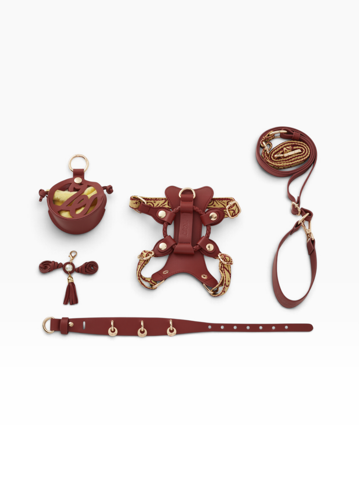 LUMIWISH RED BROWN LAMBSKIN PET HARNESS