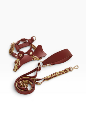 LUMIWISH RED BROWN LAMBSKIN PET HARNESS
