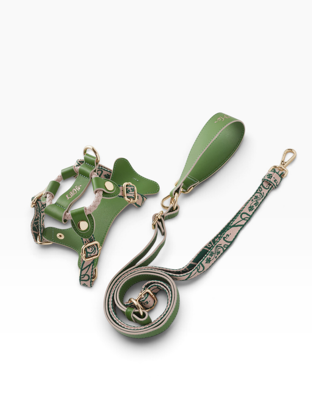 GREEN WONDERLAND LAMBSKIN PET LEASH