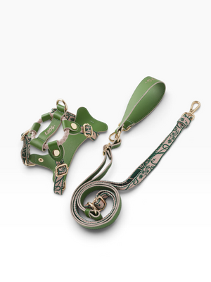GREEN WONDERLAND LAMBSKIN PET LEASH