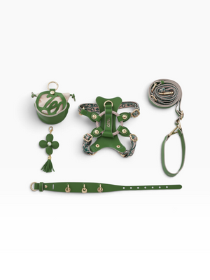 GREEN WONDERLAND LAMBSKIN PET LEASH