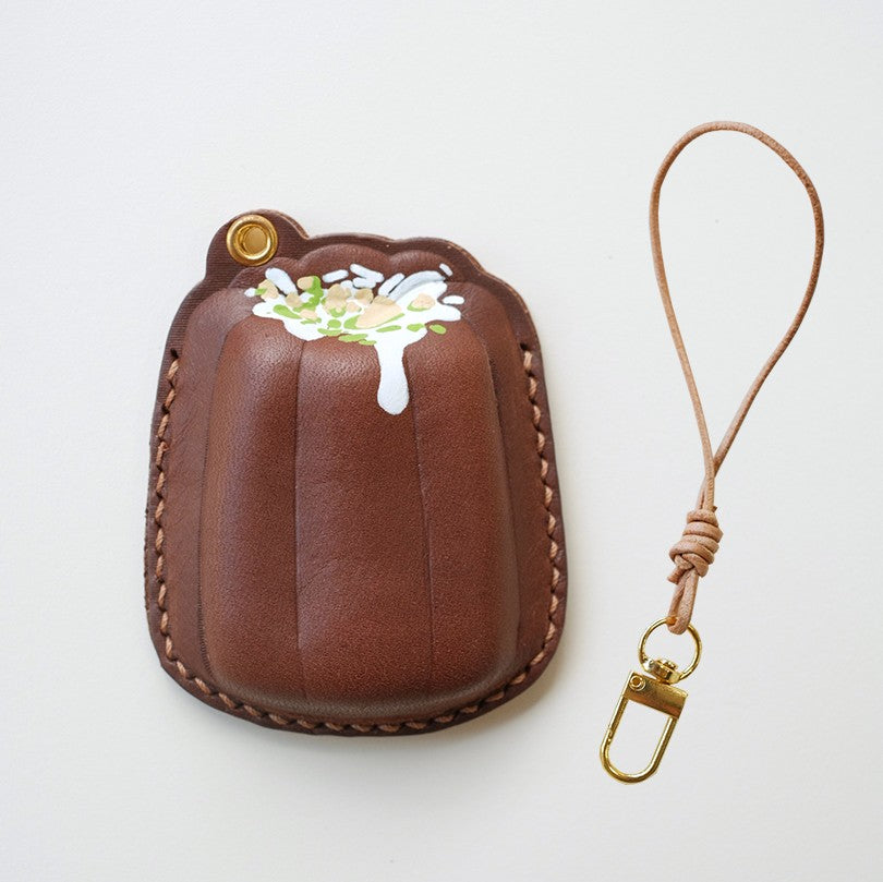 HANDMADE LEATHER CANELE CHARM & FOB CASE