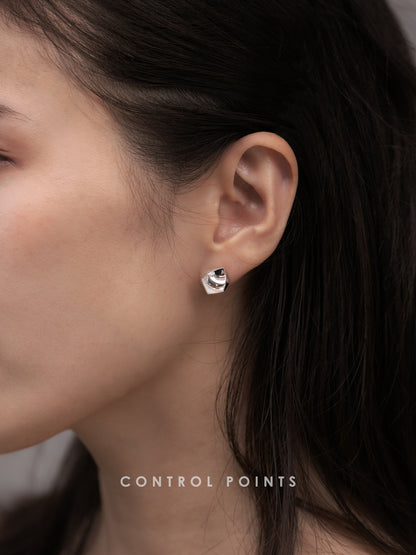 CONTROL POINTS CONCAVE CUBE STUD EARRINGS  |  TROVE & TONE