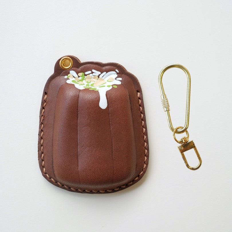 HANDMADE LEATHER CANELE CHARM & FOB CASE