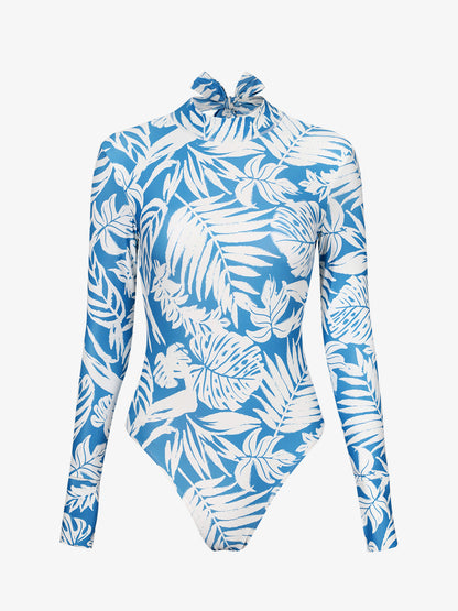 Wavvves OPEN-BACK LACE-UP LONG SLEEVE SURF SWIMSUIT  |  TROVE & TONE