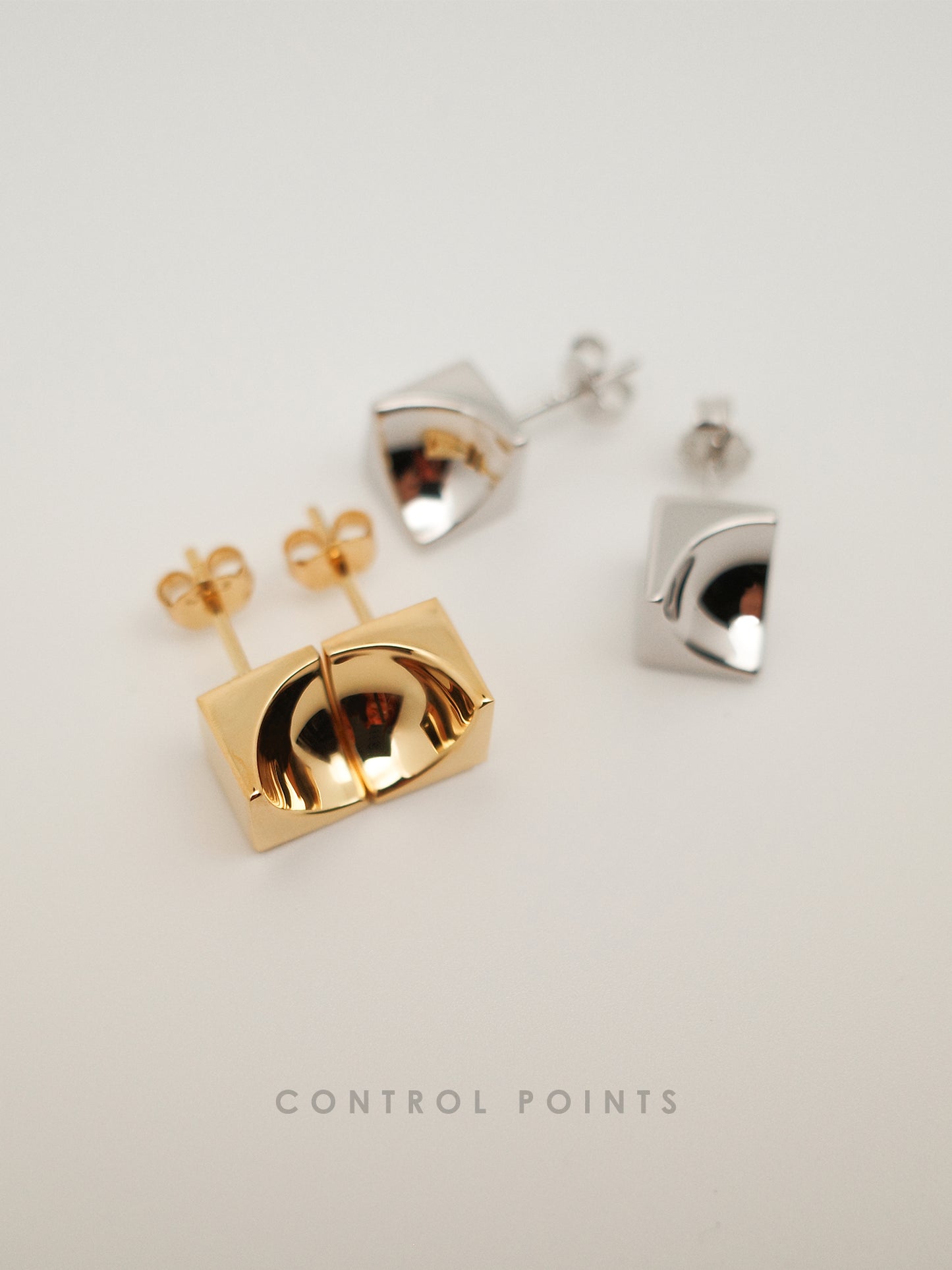 CONTROL POINTS CONCAVE CUBE STUD EARRINGS  |  TROVE & TONE