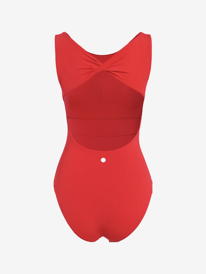Wavvves RED SLEEVELESS TWIST-KNOT OPEN-BACK ONE-PIECE SWIMSUIT  |  TROVE & TONE