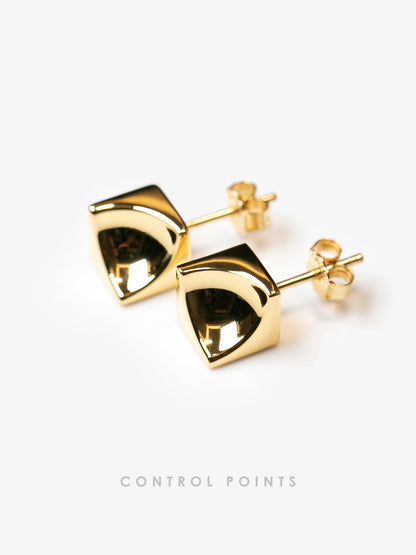 CONTROL POINTS CONCAVE CUBE STUD EARRINGS  |  TROVE & TONE
