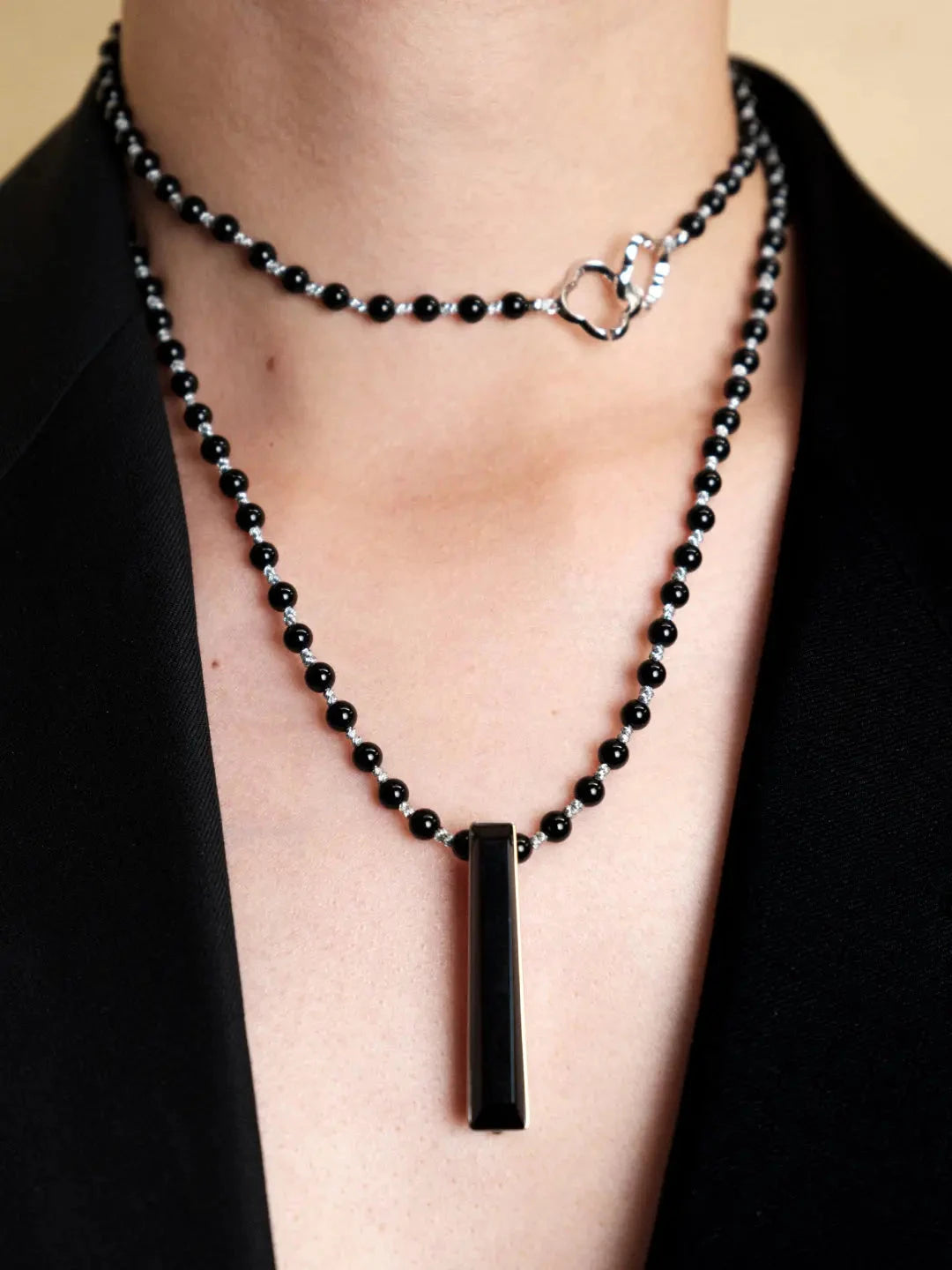  AESTH & UTIL BLACK AGATE MULTIWAY CHAIN |  TROVE & TONE
