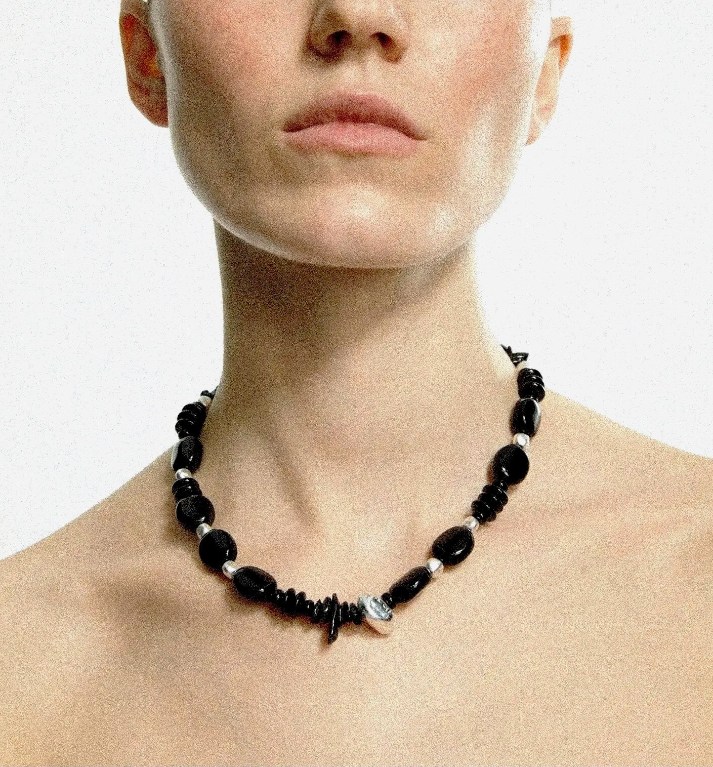  Limb BLACK & SILVER BEADED NECKLACE |  TROVE & TONE