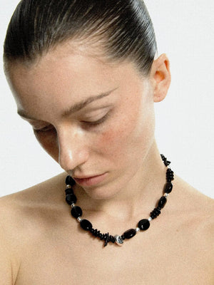  Limb BLACK & SILVER BEADED NECKLACE |  TROVE & TONE