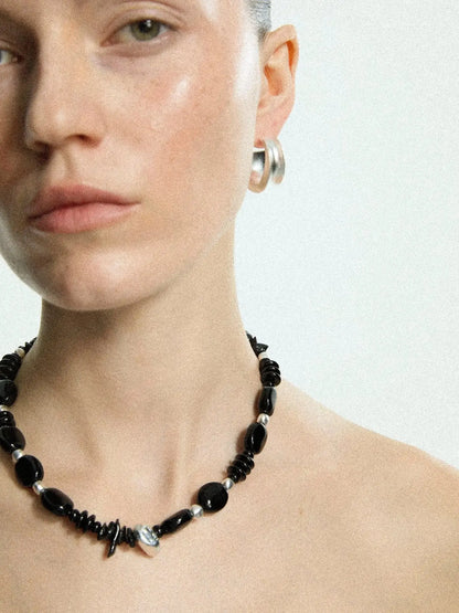  Limb BLACK & SILVER BEADED NECKLACE |  TROVE & TONE