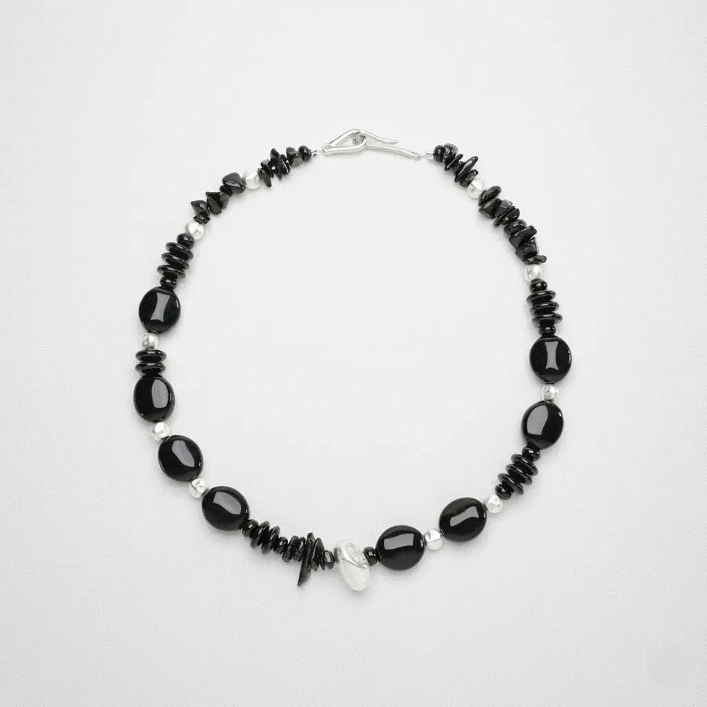  Limb BLACK & SILVER BEADED NECKLACE |  TROVE & TONE