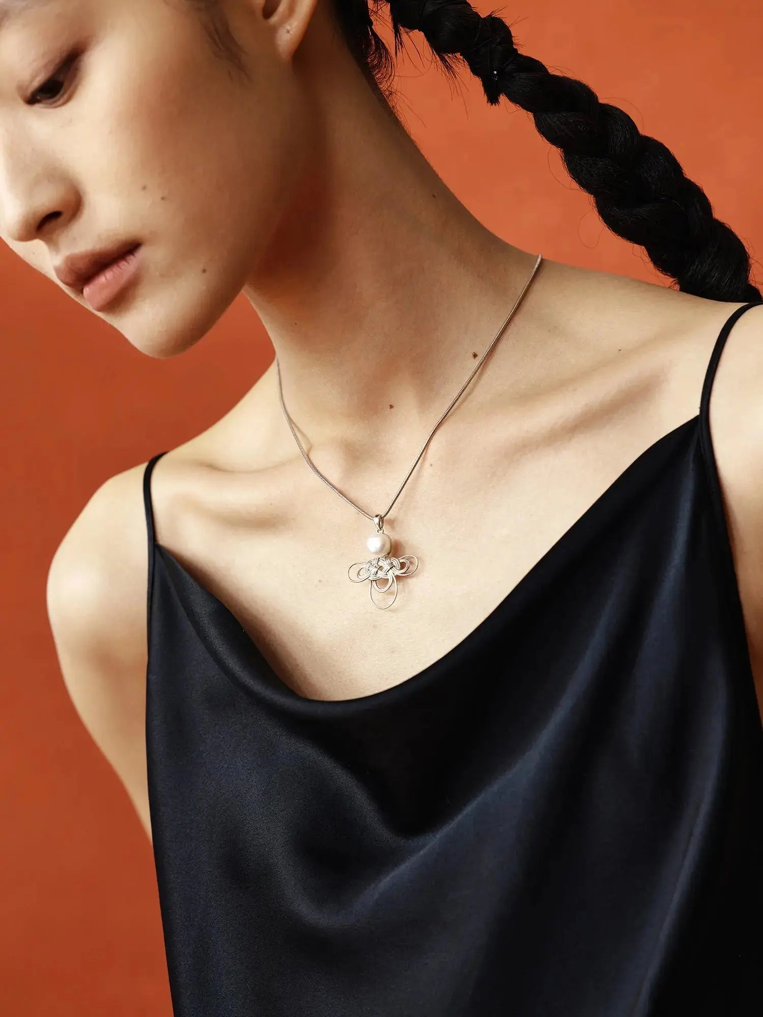 WANYEE CRAFT WOVEN LUCKY CLOUD KNOT PEARL NECKLACE |  TROVE & TONE