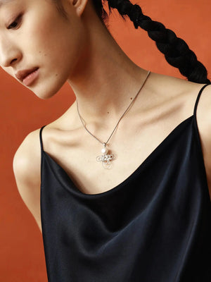  WANYEE CRAFT WOVEN LUCKY CLOUD KNOT PEARL NECKLACE |  TROVE & TONE