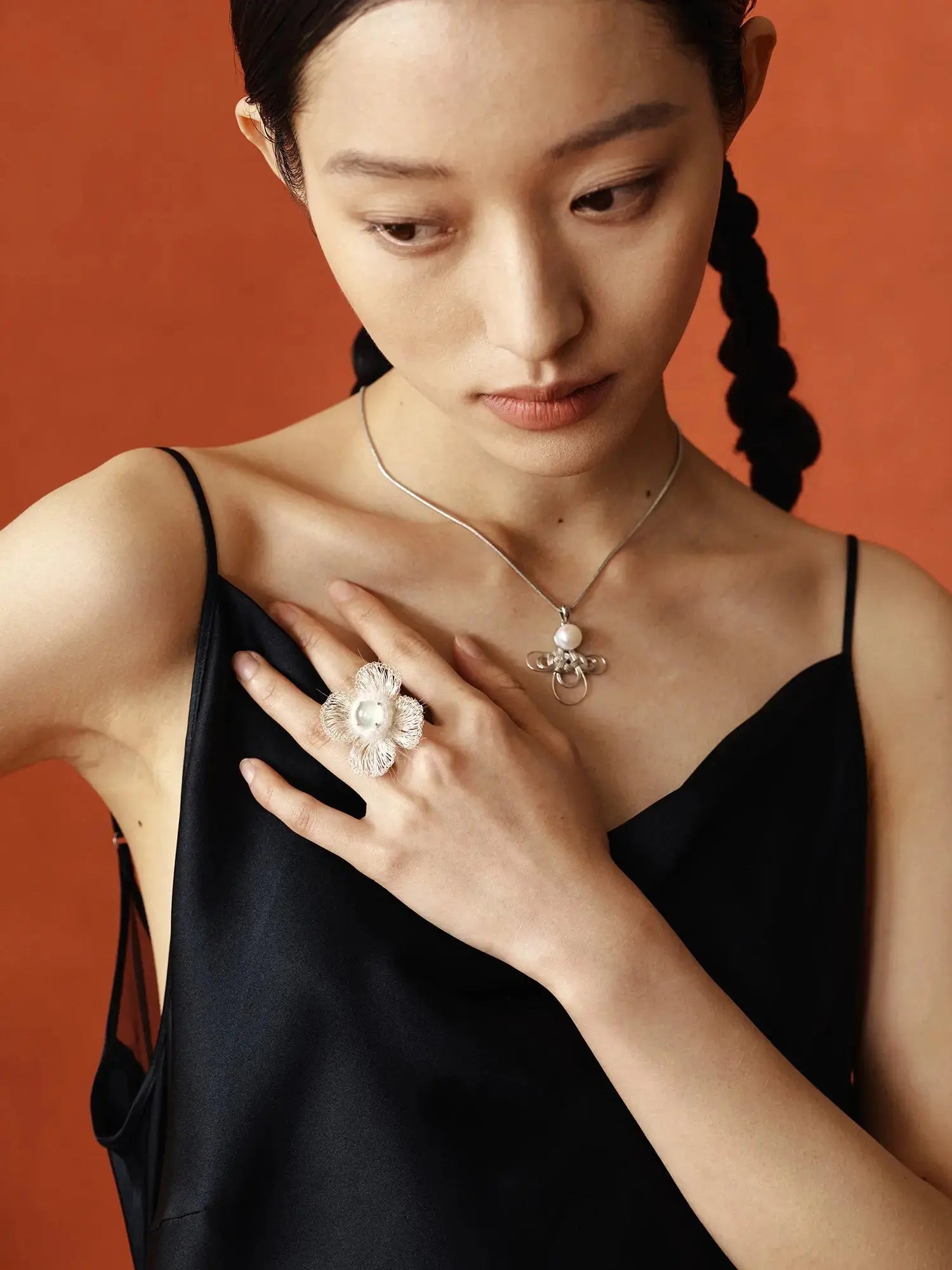  WANYEE CRAFT WOVEN LUCKY CLOUD KNOT PEARL NECKLACE |  TROVE & TONE