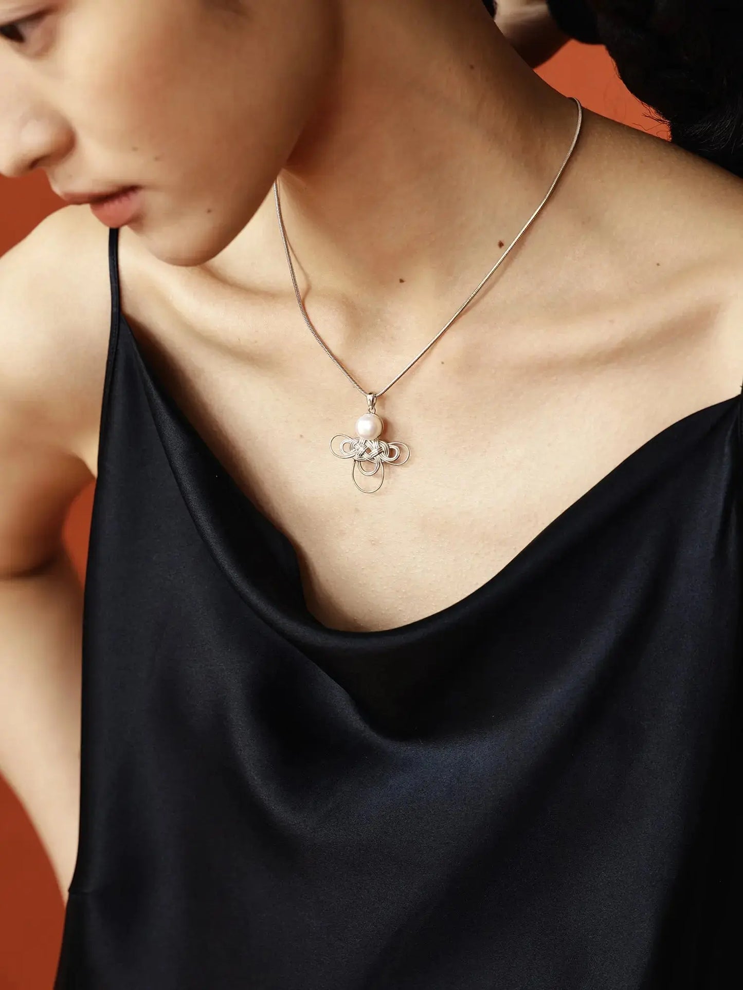  WANYEE CRAFT WOVEN LUCKY CLOUD KNOT PEARL NECKLACE |  TROVE & TONE