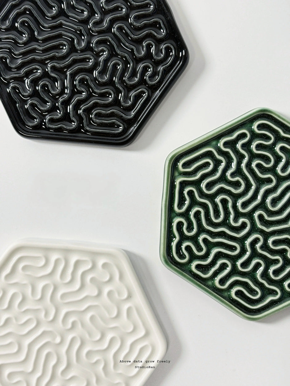  StudioRan CORAL 03 HEX CERAMIC COASTERS |  TROVE & TONE