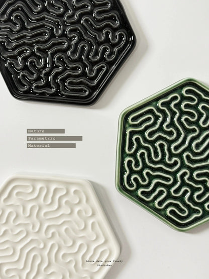  StudioRan CORAL 03 HEX CERAMIC COASTERS |  TROVE & TONE