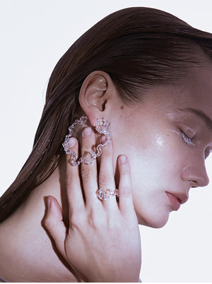 FOSSILIZED DIAMOND HOOP EARRINGS