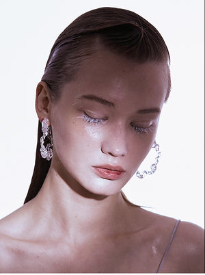 FOSSILIZED DIAMOND HOOP EARRINGS