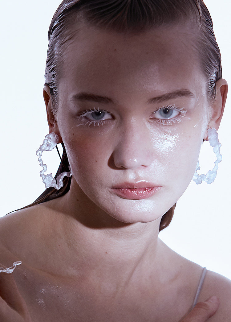 FOSSILIZED DIAMOND HOOP EARRINGS