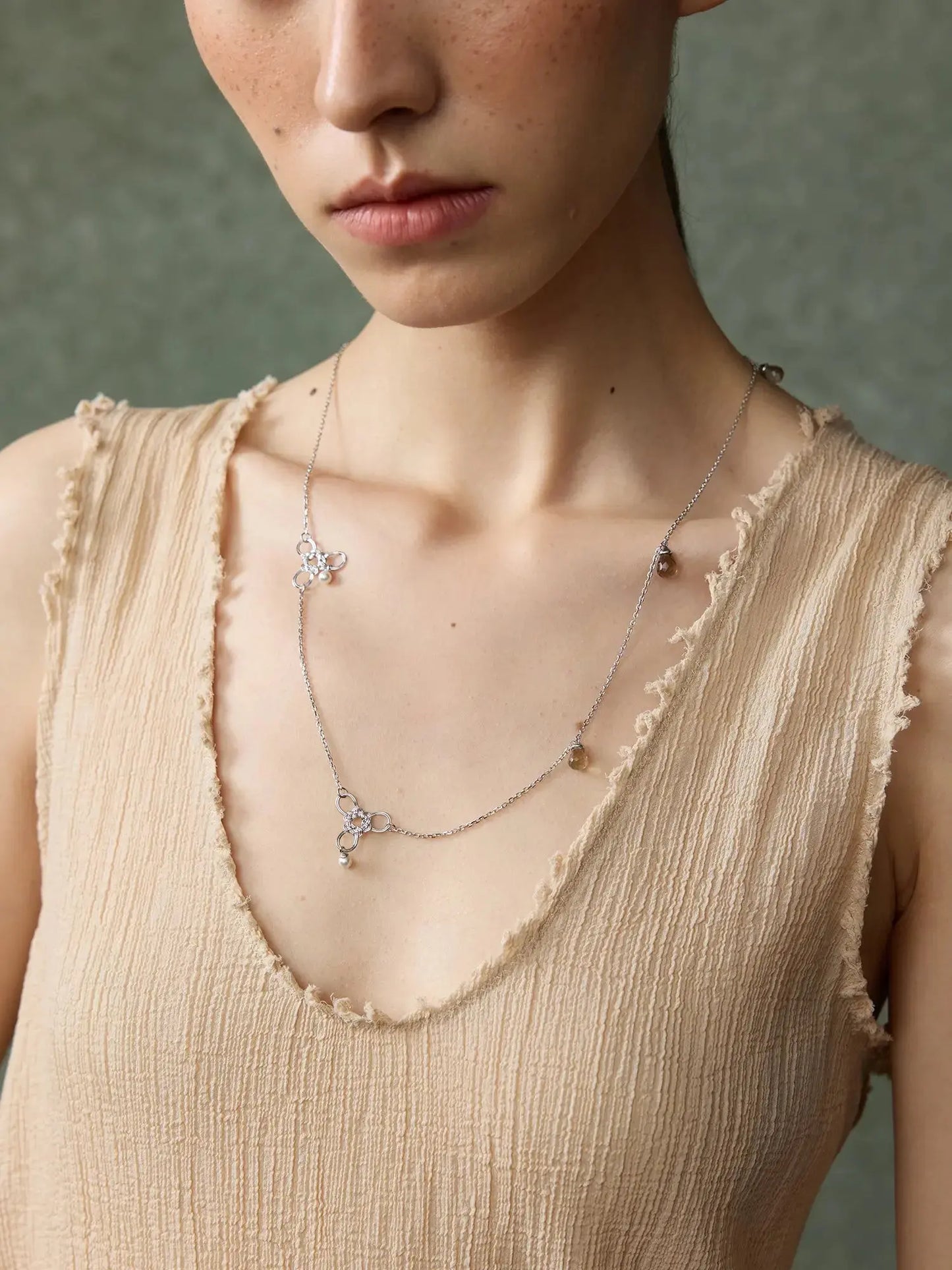  WANYEE CRAFT DOUBLE COIN KNOT SMOKY QUARTZ NECKLACE |  TROVE & TONE