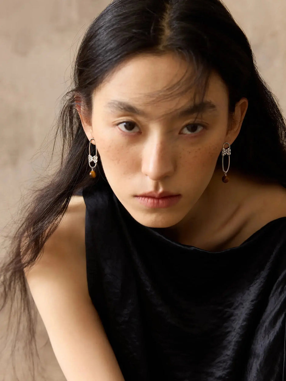  WANYEE CRAFT WOVEN DOUBLE COIN KNOT STUD EARRINGS |  TROVE & TONE